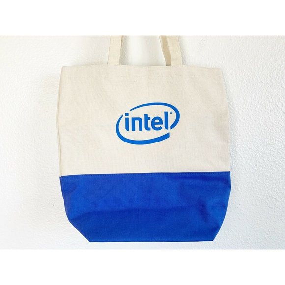 Intel Logo Canvas Bag Blue Ivory Bag Collectibles - Picture 2 of 6